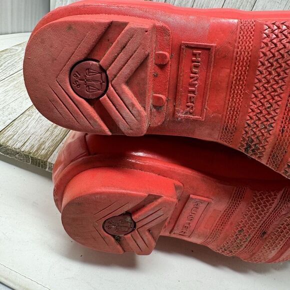 Hunter Rain Boots Womens Size 7 Pink Rubber Original Tall Classic Outdoor Matte - Picture 11 of 12